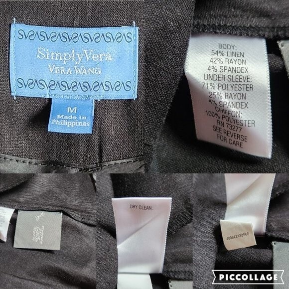 Simply Vera Vera Wang Black Linen Hi Lo 1 Button Blazer Jacket Size M - Picture 9 of 11